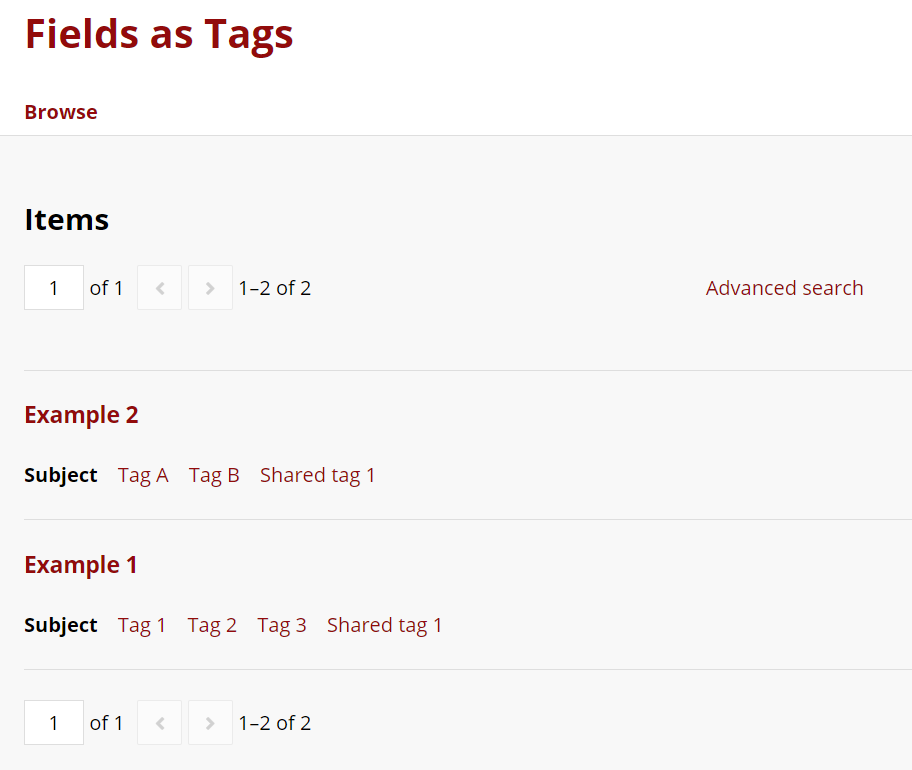 Omeka S - Fields as Tags